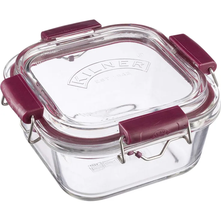 Frischhaltedose aus Borosilikatglas mit auslaufsicherem Clipverschluss-System, BPA-frei, backofen- und mikrowellenfest, 750 ml, Maße: 17,5 x 17,5 x 8,5 cm