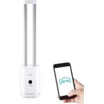 Djive Ventilatorkombigerät Flowmate Tower one, Ventilator mit App & Alexa Steuerung, Luftreiniger mit HEPA 12 Filter, ca. 105cm hoch, rotorloser Turmventilator mit Fernbedienung, 80° Oszillation, LED Display, 35W, weiß