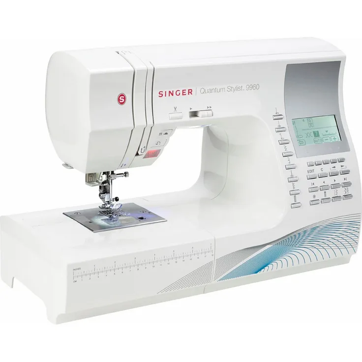 Singer Quantum Stylist 9960 Computer-Nähmaschine 600 Nähprogramme Display Geschwindigkeitsregler Fadenschneider Nadeleinfädler  Computer-Nähmaschine, weiß