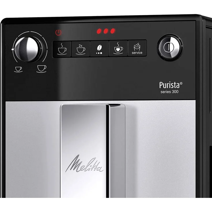 Melitta Purista F 230-101 Kaffeevollautomat mit flüsterleisem integriertem Kegelmahlwerk (Direktwahltaste, 2-Tassen Funktion, 20 cm Breite, entnehmbare Brühgruppe) silber-schwarz – Bild 3