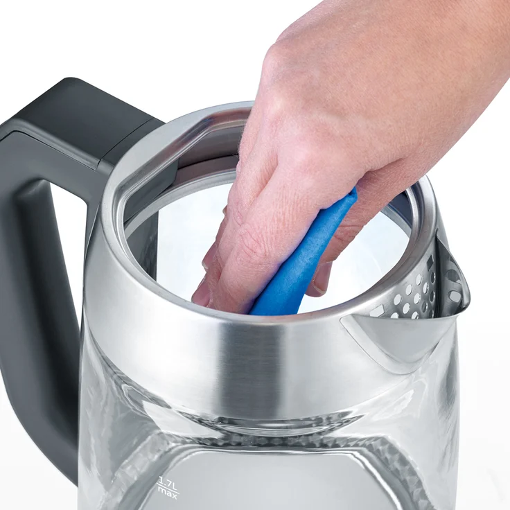 SEVERIN Glas-Tee-Wasserkocher Deluxe, Mit Temperaturregler (Für 1,7 L Wasser-1,5 L Tee, ca. 3.000 W, WK 3479) edelstahl-schwarz  – Bild 5