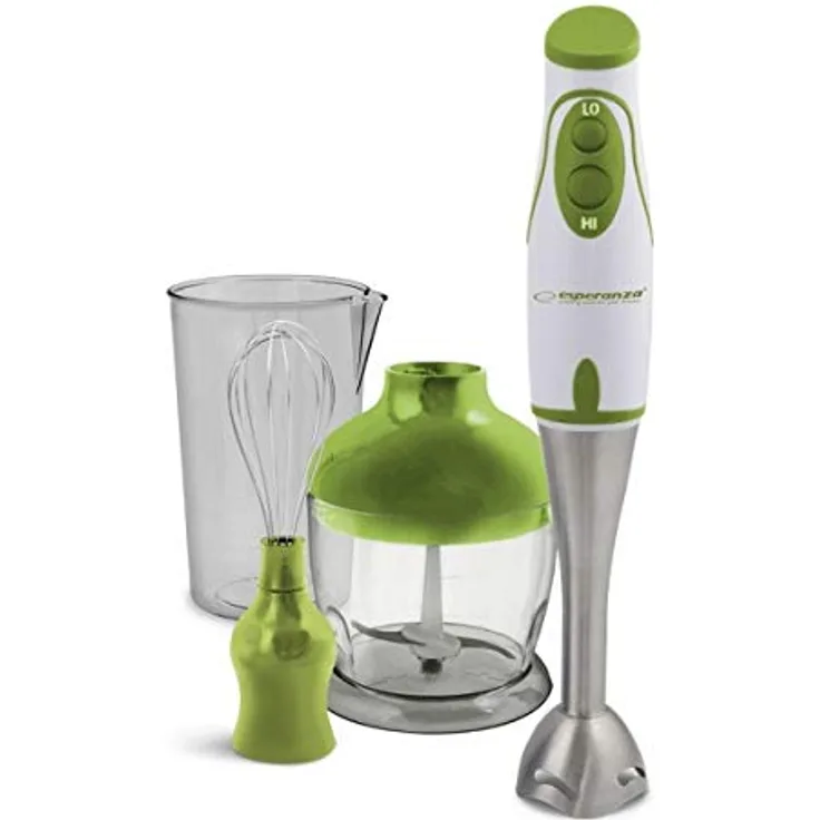 Esperanza EKM003G Stabmixer Pesto 450W Komplettset, Metall, Weiß, Grün