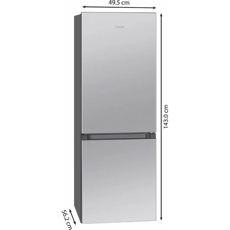Bomann KG 322.1 ixl Kühl-Gefrierkombination, freistehend, Edelstahloptik, LED, Breite 49.5 cm – Bild 2