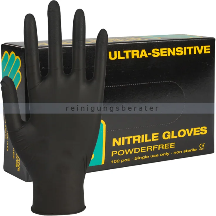 Nitrilhandschuhe Abena Ultra Sensitive schwarz S Gr. 7, untsterile Nitrilhandschuhe, 100 Stück-Box