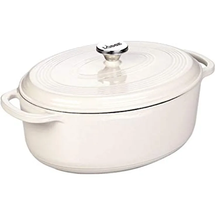Lodge EC7OD13 Enameled Cast Iron Oval Dutch Oven, 7-Quart, Oyster White