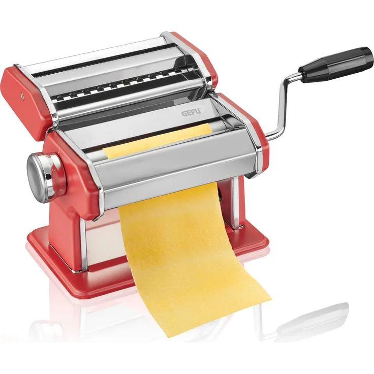 Gefu 89503 Pasta Perfetta Himbeerrot, Nudelmaschine inkl. Aufsatz für Lasagne, Tagliolini, Tagliatelle & Tischklemme