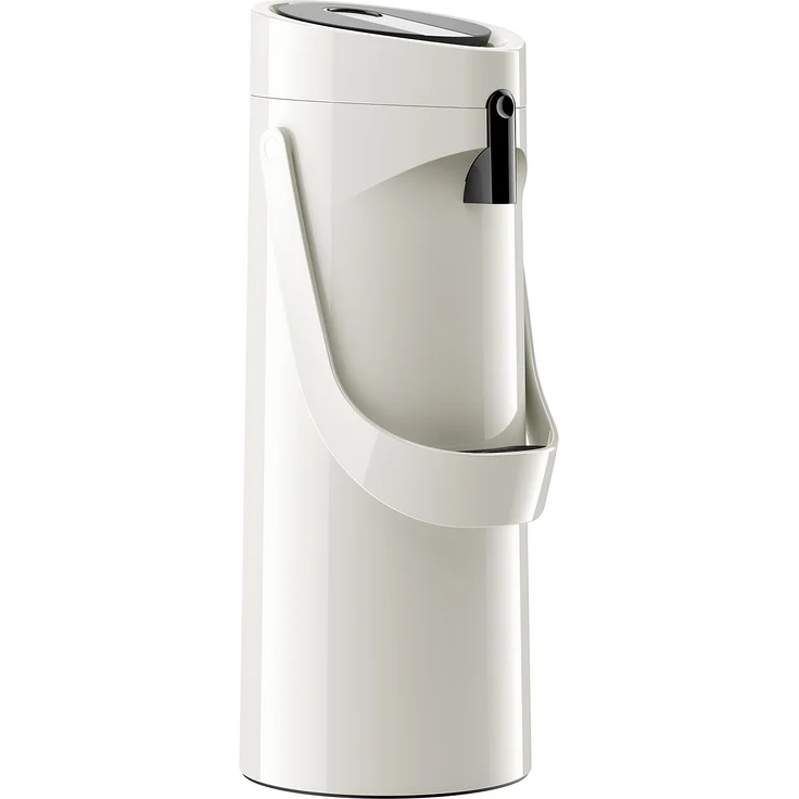 Emsa 515707 Ponza Pump-Isolierkanne, Thermosflasche, 1,9l Füllvolumen, Isolierbecher, Druckhebel, abnehmbare Tropfschale, weiß – Bild 1