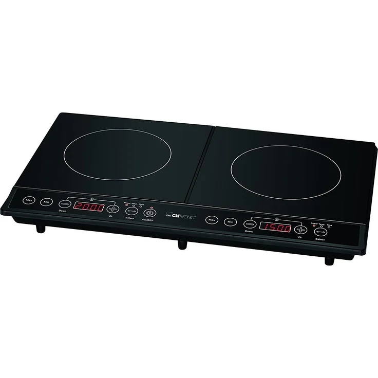 Clatronic DKI 3609, Doppelkochplatte, Induktion, Betriebsart elektrisch, Material Glaskeramik, ECO-Save, 6 Leistungs- und 10 Temperaturstufen, schwarz – Bild 1