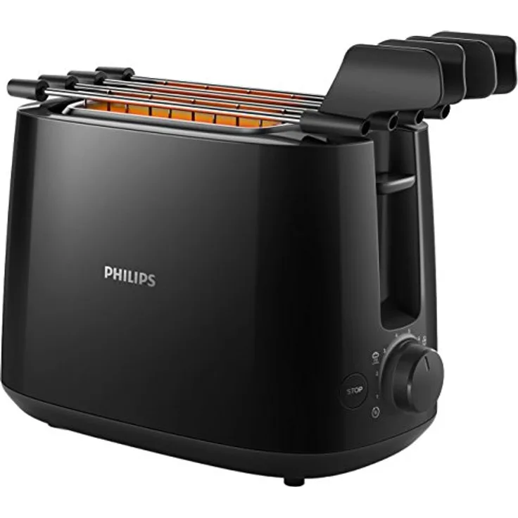 Philips Daily Collection hd2583-90 8slice (S) 600 W schwarz (8 Slice Toaster ? (S), Schwarz, Kunststoff, Knöpfe, Rotation, China, 600 W)