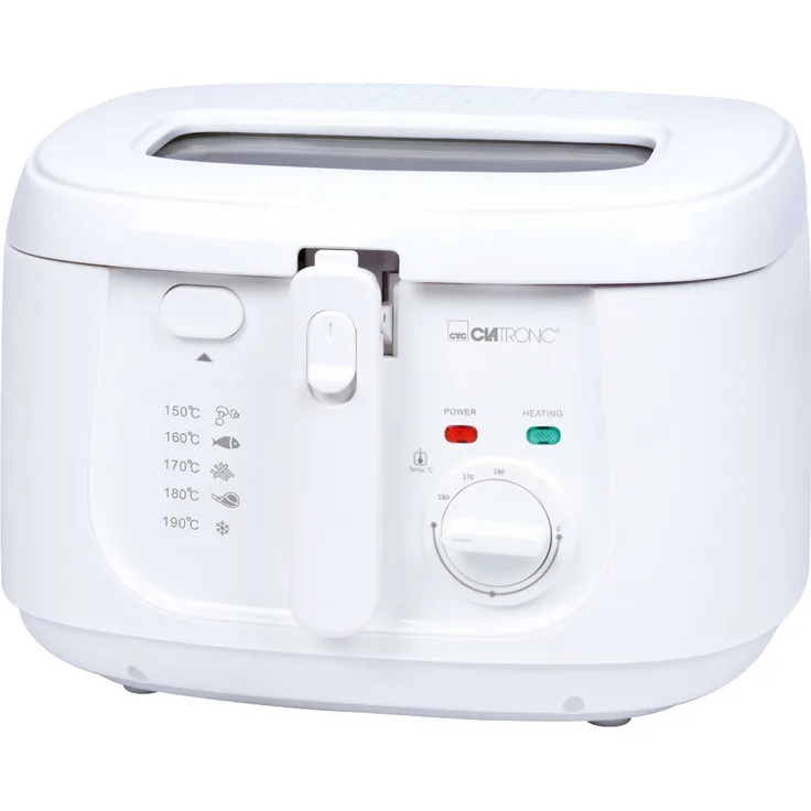 Clatronic Fritteuse FR 3771, mit Fett, weiß, 2.5 Liter Fassungsvermögen, 1800 Watt, Kunststoff