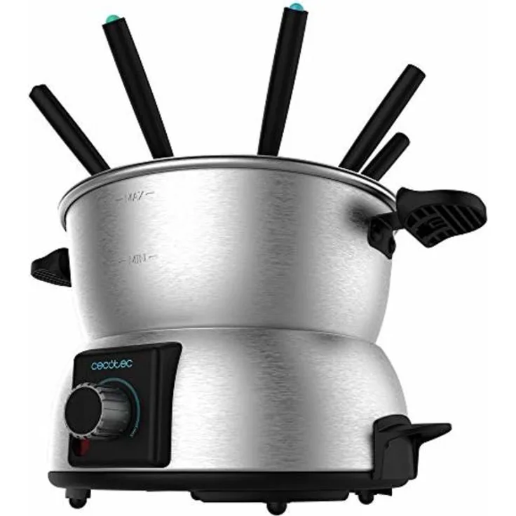 Cecotec Fun GourmetFondue Set, 1000W, 8 Fondue-Gabeln, für 8 Personen, Edelstahl