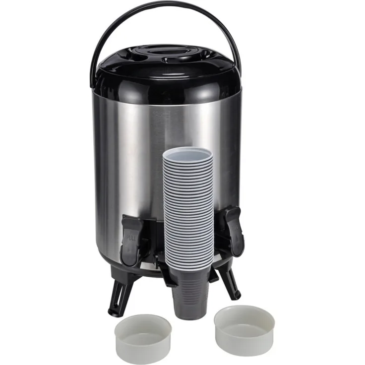 Haushalt International Getränkespender mit Ausgießer, 9l, Auslaufahn, Edelstahl, 1800 Watt