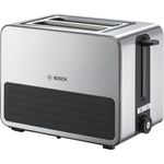 Bosch TAT7S25 Kompakt-Toaster, Auftau-Aufknusperfunktion, automatische Brotzentrierung, Abschaltautomatik, 1050 W, grau-schwarz