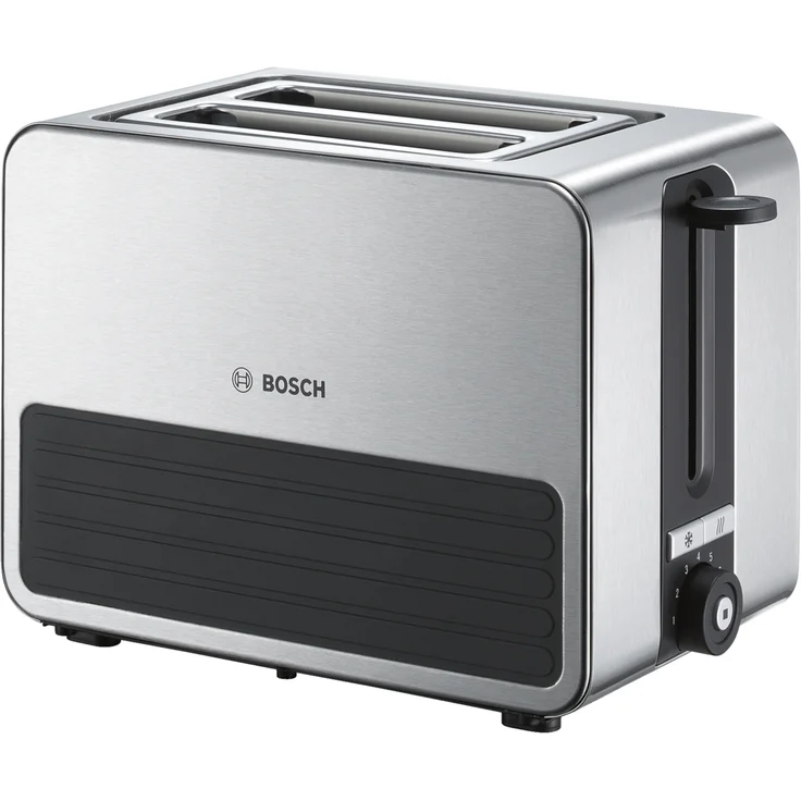Bosch TAT7S25 Kompakt-Toaster, Auftau-Aufknusperfunktion, automatische Brotzentrierung, Abschaltautomatik, 1050 W, grau-schwarz – Bild 1