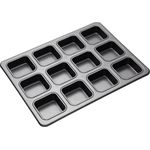 Master Class Antihaft-Brownie-Backform mit Mulden, Stahl, Grau, 26 x 34 x 3 cm