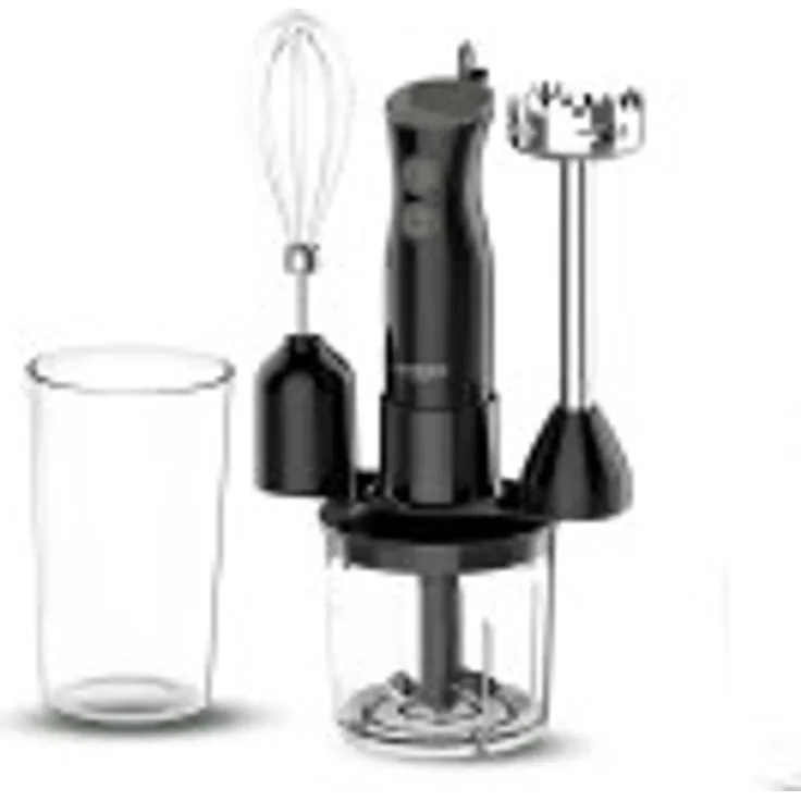 Michelino Stabmixer-Set, 250W, 2 Geschwindigkeiten, inkl. Messbecher 0,7L, Zerkleinerer 0,35L, Schneebesen, schwarz