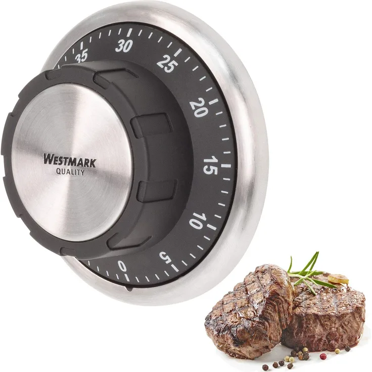 Westmark Kurzzeitmesser-Küchentimer, mechanisch, magnetisch, 1-60 Minuten, Edelstahl-Kunststoff, Redondo, Anthrazit-Silber, 10922260