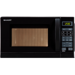 Sharp R642BKW 2-in-1 Mikrowelle mit Grill, Standgerät, 20 Liter Garraum, 800 Watt, 8 Automatikprogramme, Timer, Kindersicherung, Energiesparmodus, Glasdrehteller 25,5 cm, schwarz