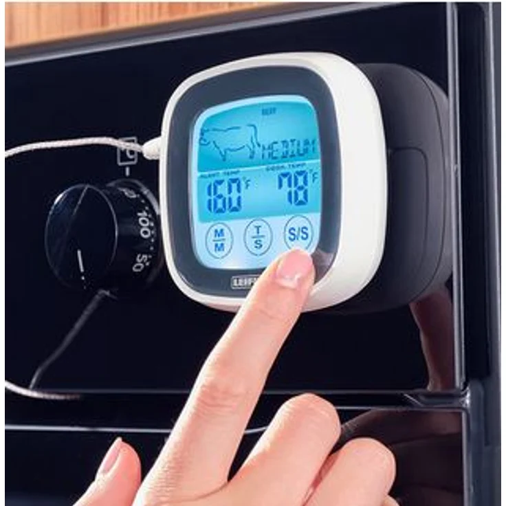 Leifheit digitales Bratenthermometer, Grillthermometer mit voreingestellten Garstufen und Timer, magnetisches Fleischthermometer für den Backofen, Thermometer inklusives Batterien, für perfektes Garen – Bild 2