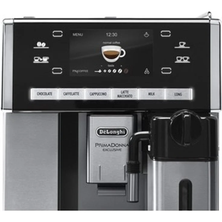 De'Longhi PrimaDonna ESAM 6900.M Kaffeevollautomat mit Milchsystem und integriertem Mahlwerk, Cappuccino und Espresso auf Knopfdruck, 4,6 Zoll TFT Farbdisplay, Trinkschokoladenfunktion, Edelstahlgehäuse, silber – Bild 6
