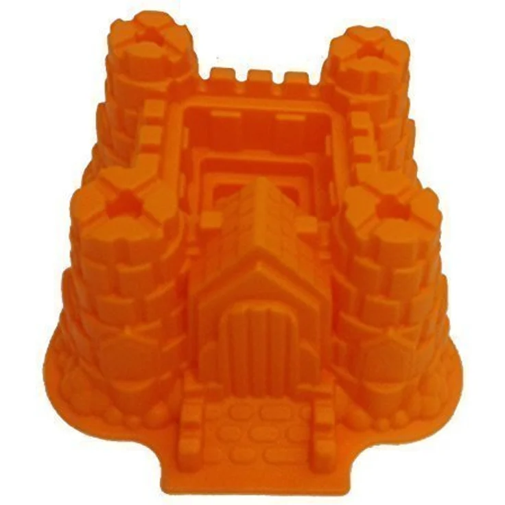 GMMH Original Silikonbackform XXL Burg Kuchen Backform Kuchenform Brotbackform Obstbodenform (orange) – Bild 1