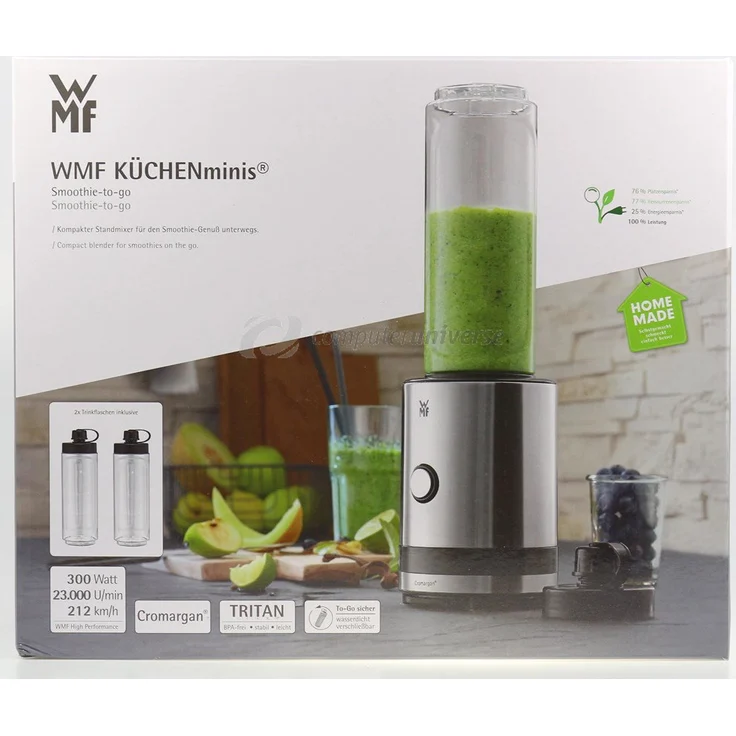 WMF KÜCHENminis Smoothie-to-go, Mini Standmixer mit zwei Mix-Trinkbehältern 0,6l, 300 W, cromargan matt-silber – Bild 7