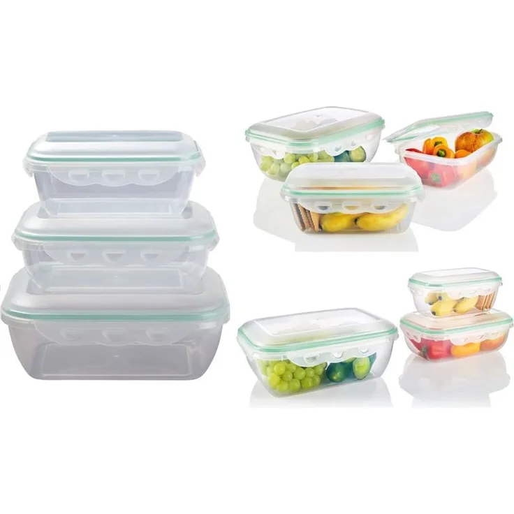 Frischhaltedosen Sets 3-tlg. Tiefkühldosen Vorratsdosen Gefrierdosen mit Deckel Green 2.5L-1.3L-0.8L