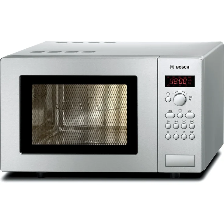 Bosch HMT75G451 Serie 2 Mikrowelle mit Grillfunktion, Standgerät, 800 Watt, 17 Liter Garraum, Drehteller 24,5 cm, Türanschlag Links, 8 voreingestellte Automatikprogramme, edelstahl – Bild 1