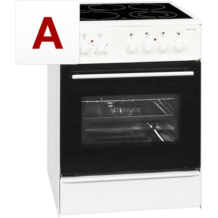 Exquisit ECM 6-4 BZ , weiß, Herd-Set, A, Standgerät, Betriebsart Netzbetrieb, Anzahl Kochfelder 4, Volumen 61 l, Breite 64 cm