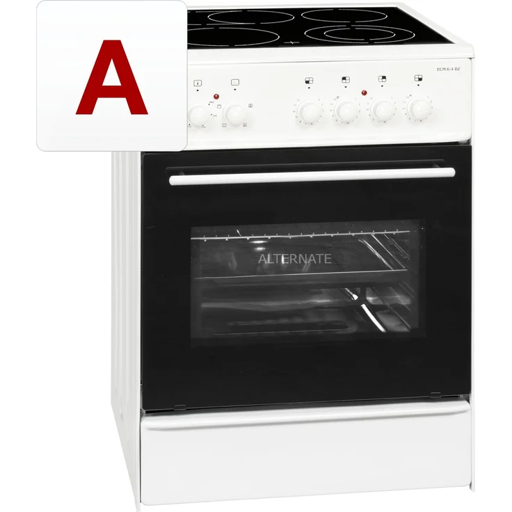 Exquisit ECM 6-4 BZ , weiß, Herd-Set, A, Standgerät, Betriebsart Netzbetrieb, Anzahl Kochfelder 4, Volumen 61 l, Breite 64 cm – Bild 1