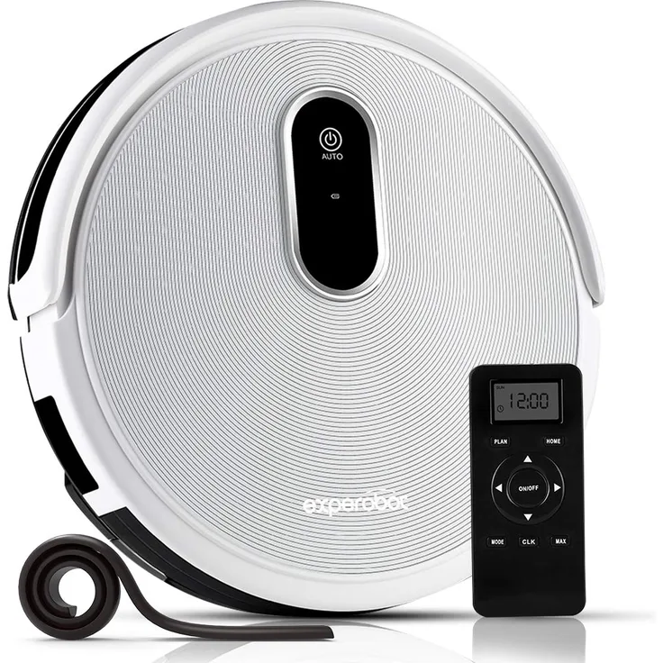 EXPEROBOT EX503 Saugroboter mit Wischfunktion, 1600Pa automatischer Staubsauger Roboter für Hartböden, Fallschutz, beutellos, mit Ladestation mit Gyro Navigation Weiß
