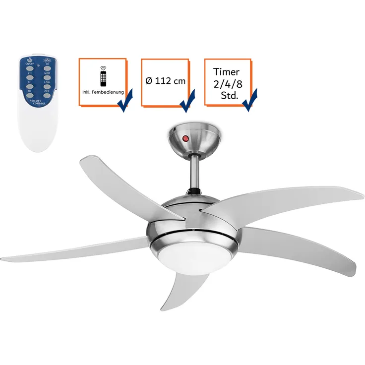 Tristar VE-5815 Deckenventilator, 55 W, 240 V, silber