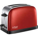 Russell Hobbs Toaster Colours+ rot, 2 extra breite Toastschlitze, inkl. Brötchenaufsatz, 6 einstellbare Bräunungsstufen + Auftaufunktion, Schnell-Toast-Technologie, 1670W, 23330-56