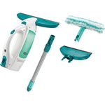 Leifheit Fenstersauger Set Dry and Clean mit Stiel und Einwascher und zweiter Düse 51016 für 360° streifenfreie Reinigung, verwendbar bis zu 35 min, Fensterrreiniger mit Stand-by-Automatik und Click-System