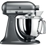 KitchenAid Artisan 5KSM175PSEMS Küchenmaschine mit Direktantrieb, 300W, 4,8 L Edelstahlschüssel, inkl. 3 L polierte Schüssel, Spritzschutz, 10 Geschwindigkeiten, medaillon-silber, Serie: 5KSM175PS