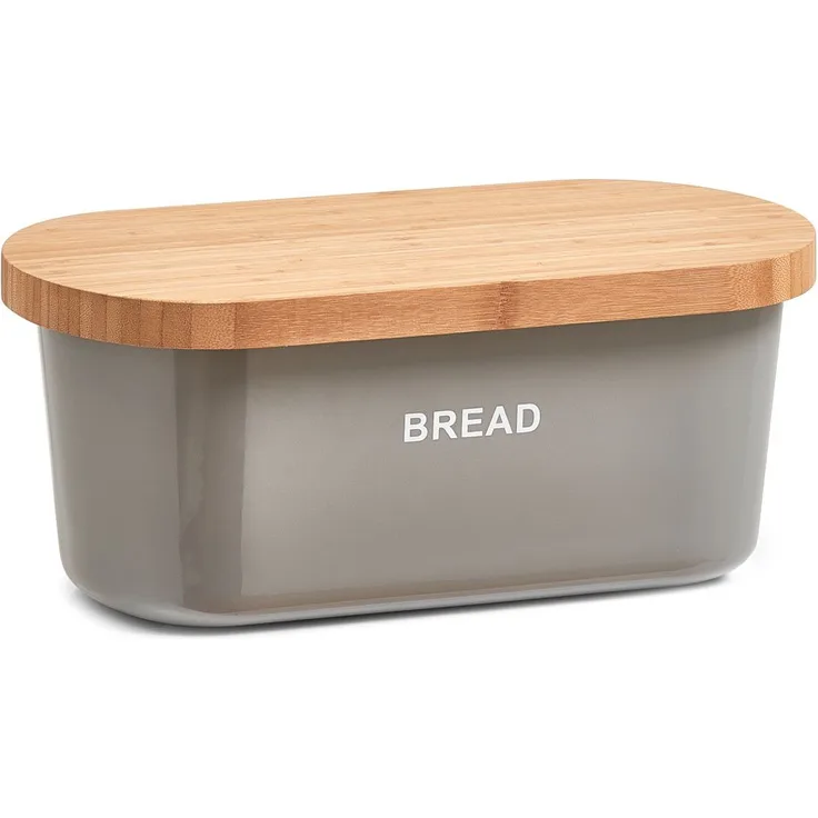 Zeller 25352 Brotkasten, grau, Melamin-Bamboo, ca. 36x20x14,5 cm