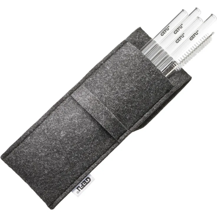 Gefu Glastrinkhalm Future, Mehrweg Trinkhalm, 4er Set, Glas, Transparent, 18 cm, 89491