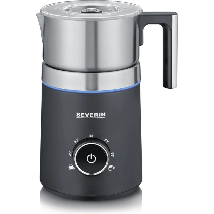 Severin SM 3586 Induktions-Milchaufschäumer Spuma 700, 500 W, ca. 0,7L, 360°-LED Leuchtring, einstellbare Temperatur, Schokoladenfunktion, spülmaschinengeeigneter Milchbehälter, edelstahl gebürstet, matt schwarz – Bild 10