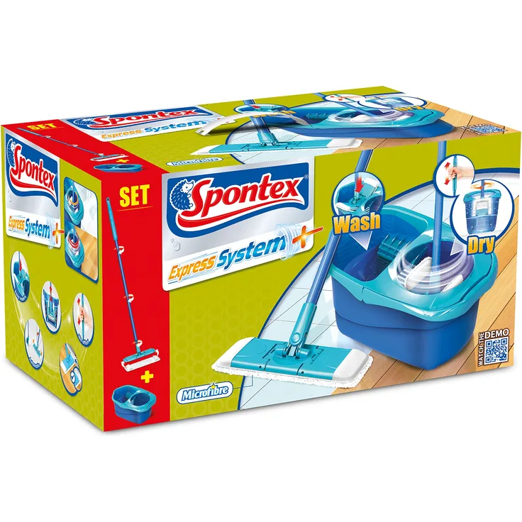 Spontex Express System+, 1 Stück-Bodenwischer-Set mit Rotation schnell & einfach