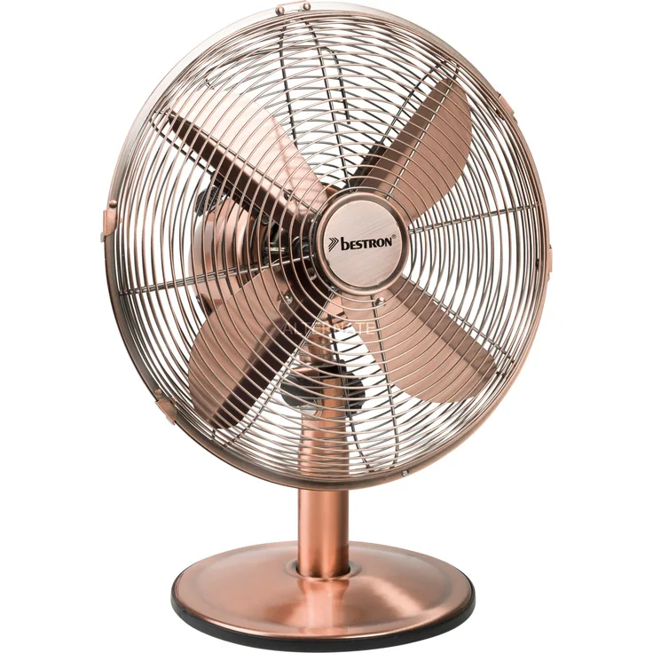 Bestron Mobiler Tischventilator mit Schwenkfunktion im Retro-Design, Höhe: 43 cm, Ø 35 cm, 35 W, Kupfer