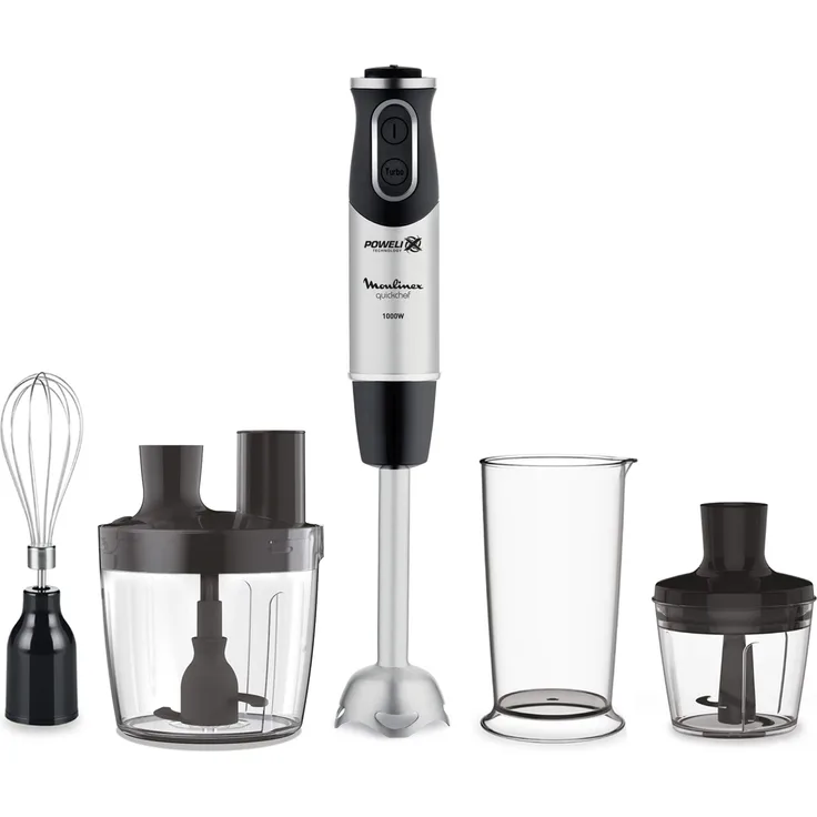 Moulinex QuickChef Stabmixer 3 accesorios + Procesador de alimentos stahl