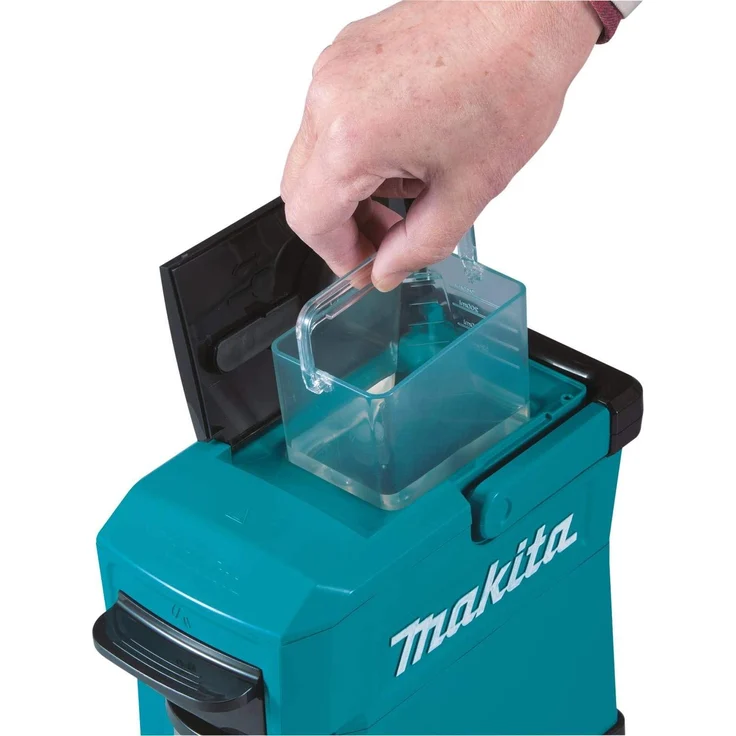 Makita DCM501 Akku-Kaffeemaschine Solo, 140 ml Wasserbehälter, mit Tragegriff, blau, ohne Akku und Ladegerät – Bild 3