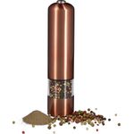 Relaxdays Elektrische Pfeffermühle groß, Edelstahl, Keramikmahlwerk, batteriebetrieben, bronze