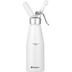HENDI Sahnespender, Inklusive Set aus 3 Polypropylen Spritztüllen und Reinigungsbürste, Sahne-Mousses-Desserts-kalten Schäumen, 0,95L, ø95x(H)320mm, Aluminium, Weiß