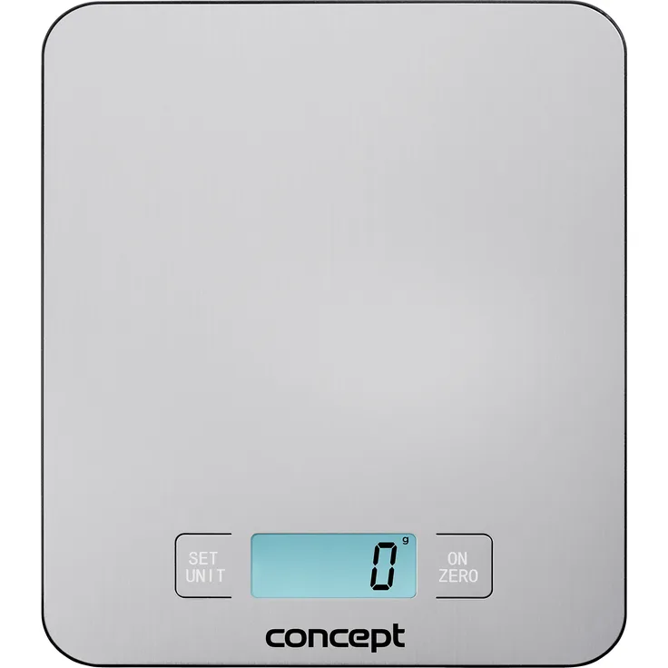 CONPT Hausgeräte VK5710 Küchenwaage, Produktlinie SINFONIA, Zeit-Anzeige, Zeitschaltuhr, Tragkraft bis 15 kg, LCD Display, auch zur Wandbefestigung, Rostfreier Stahl, Edelstahl