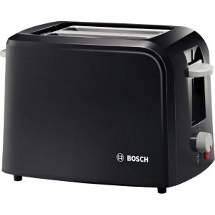 Bosch TAT3A013 Toaster CompactClass Kompakt-Toaster, Auftaufunktion, versenkbarer Brötchenaufsatz, Abschaltautomatik, 980 W, schwarz