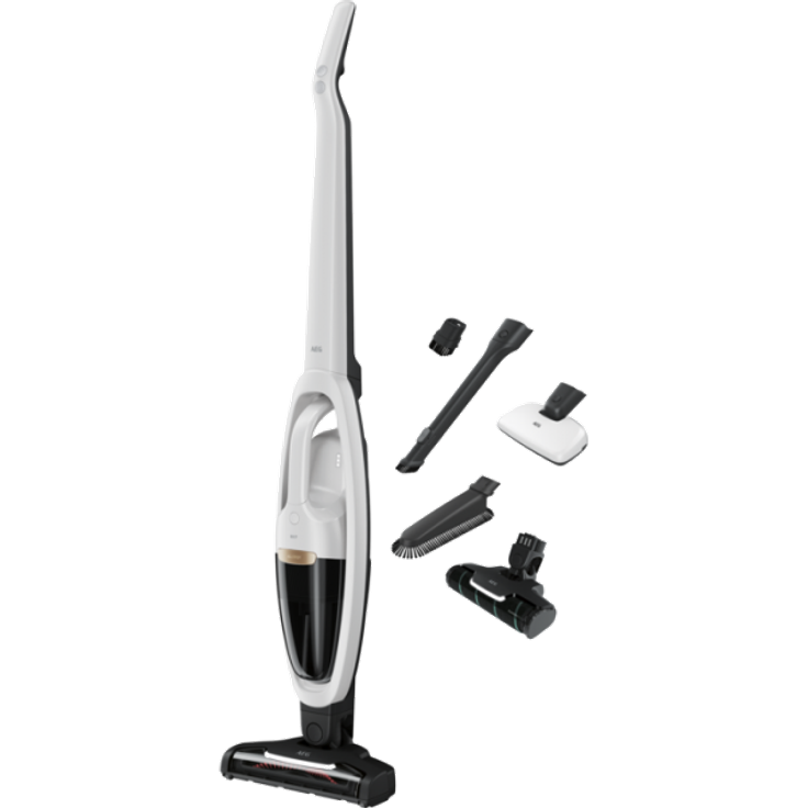 AEG QX7-1ULTAL Handstaubsauger, 50 min Akkubetrieb, Bürstenreinigungsfunktion, Power Softrolle, freistehend, Satin White