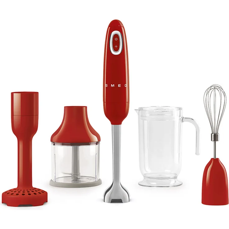 Smeg HBF02RDEU Stabmixer 50's Style, 700W, Kunststoff, Edelstahl, rot – Bild 1