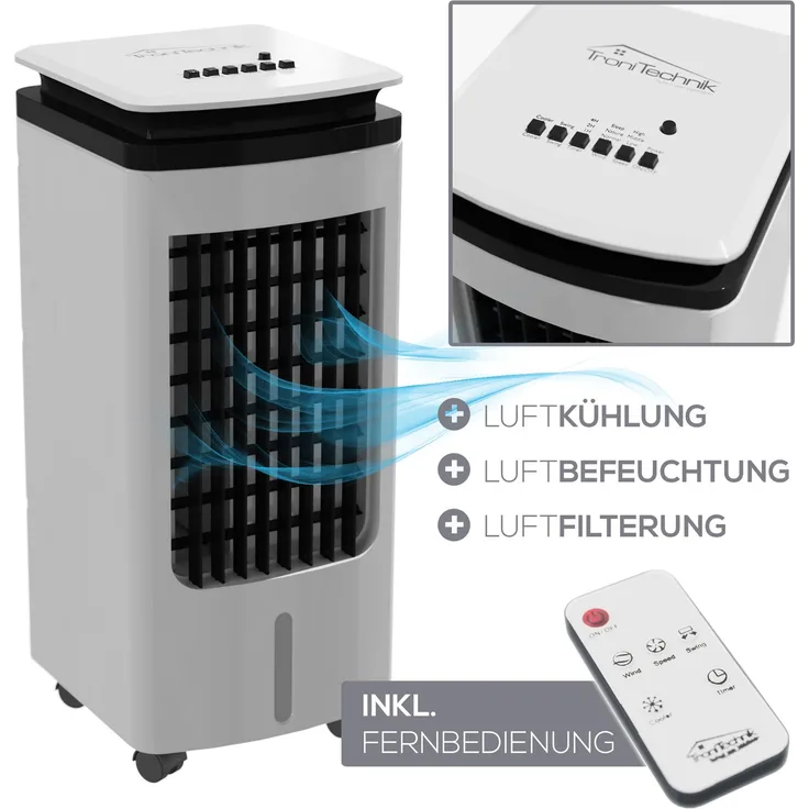 TroniTechnik Luftkühler LK02 Ventilator, inkl. Fernbedienung und Luftfilter
