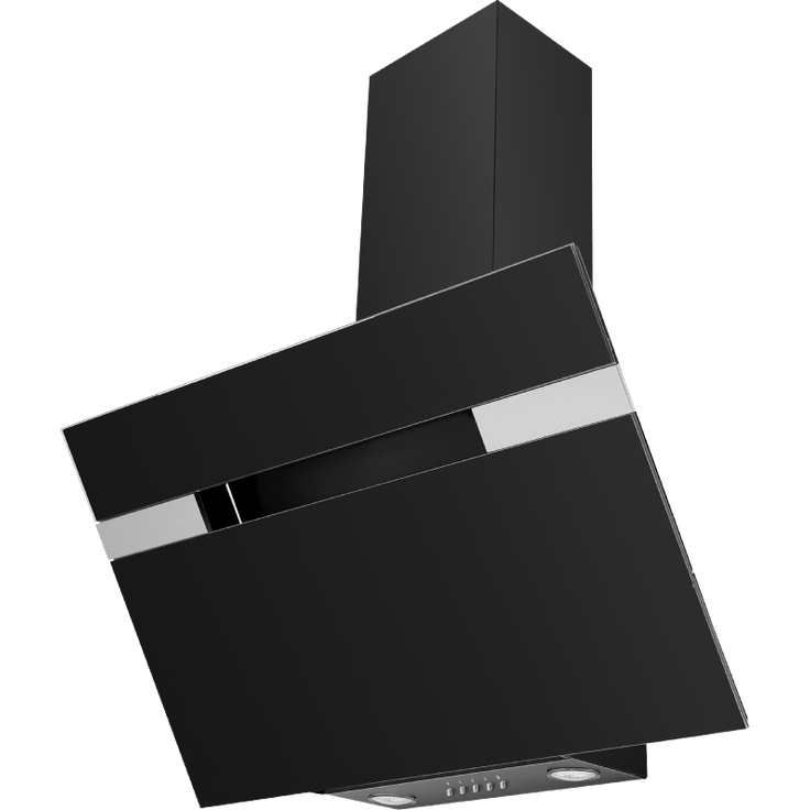 Amica Straight Black KH 17403 S, Motorhaube, Kamin abgewinkelt, Breite: 90 cm, Tiefe: 37.5 cm, Absaugung und Rückführung (mit zusätzlichem Rückführungsset), Schwarzes Glas